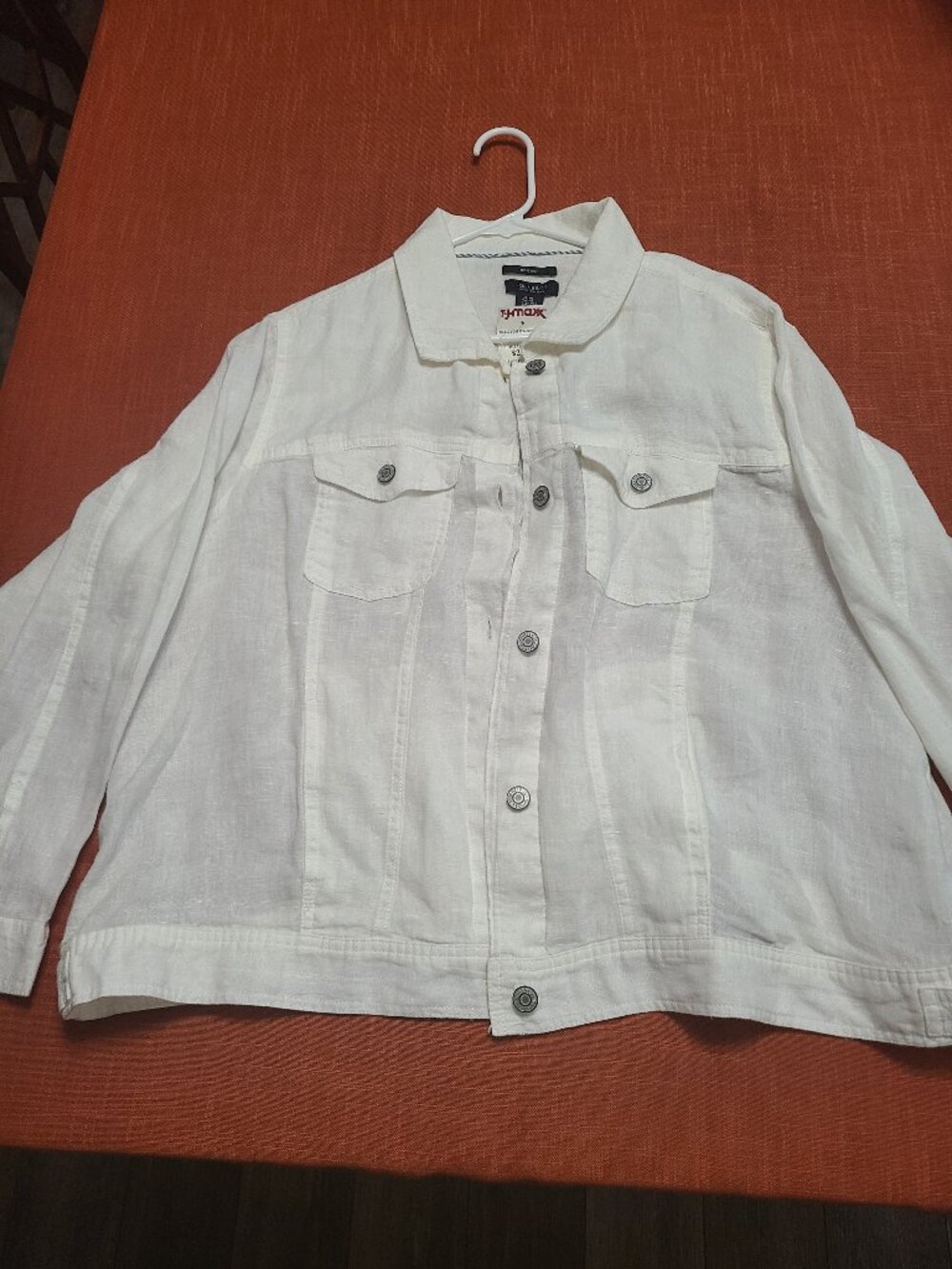 Jones & Co White 2XL Linen Jacket